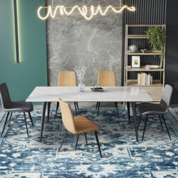 Ameha Tranquil Cashmere  Non Slip Rugs Area Rug 120X170 Cm Modern Bedroom Blue & Cream Floral Design Carpet - thumbnail 9