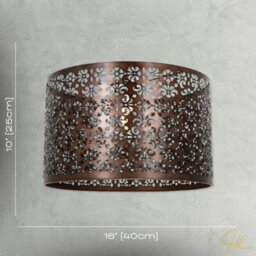 Happy Homewares Moroccan Designed Large Bronze Metal Pendant Shade With Floral Decor - thumbnail 7