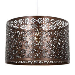 Happy Homewares Moroccan Designed Large Bronze Metal Pendant Shade With Floral Decor - thumbnail 1