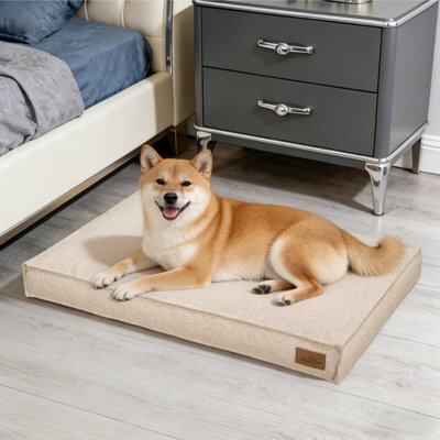 Bingopaw Orthopedic Dog Bed For Crate, 88X59X10Cm Dog Crate Bed For Aggresive Chewers, Khaki - image 1