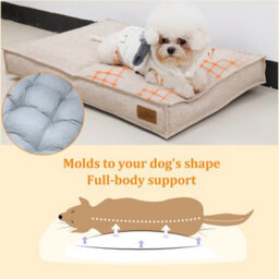 Bingopaw Orthopedic Dog Bed For Crate, 88X59X10Cm  Dog Crate Bed For Aggresive Chewers, Khaki - thumbnail 4