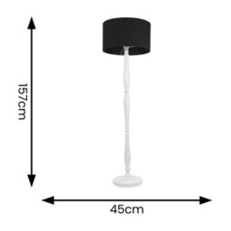Valuelights Victoria Traditional White Wood Candlestick Floor Lamp With Black Drum Shade - Led Bulb Included - thumbnail 5