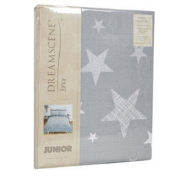 Ohs Galaxy Stars Duvet Cover With Pillowcase Kids Bedding Set Silver Grey, Silver Grey Charcoal Stars - Double - thumbnail 5