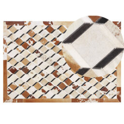 Beliani Rug Serinova Brown 140 X 200 Cm Leather