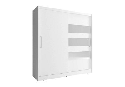 Arte Elegant Maja Iii Sliding Door Wardrobe H2140mm W2000mm D620mm In White - Luxurious Storage Solution With Mirrored Accents - image 1
