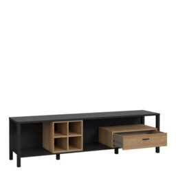 Furniture To Go High Rock Wide Tv Unit In Matt Black/riviera Oak - thumbnail 4