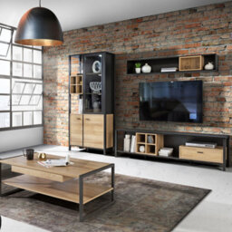 Furniture To Go High Rock Wide Tv Unit In Matt Black/riviera Oak - thumbnail 6