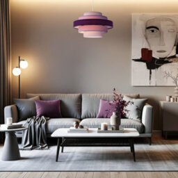 Happy Homewares Five Tier Pendant Shade With Various Purple And Lilac Cotton Rings - thumbnail 6