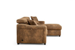 Faux Leather Suede Brown Corner Sofa Bed With Storage 2C1 Sofabed - thumbnail 7