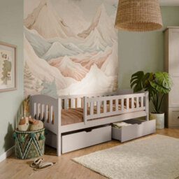 Arte Cashmere Wooden Single Bed Gucio With Storage W98Cm - Contemporary Storage Bed With Flexible Guardrail - thumbnail 1