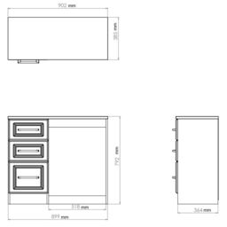Sevilla Ready Assembled Matt Beige Light Oak Effect 3 Drawer Non-Extendable Medium Dressing Table (H)795mm (W)930mm (D)415mm - thumbnail 5