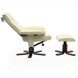 Living And Home Beige Recliner Chair And Footstool Set,pu Leather Upholstered Swivel Reclining Armchair Lounger Sofa Chair With Ottoman - thumbnail 4