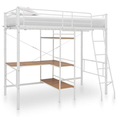 Berkfield Bunk Bed With Table Frame White Metal 90X200 Cm - image 1