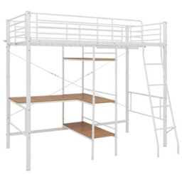 Berkfield Bunk Bed With Table Frame White Metal 90X200 Cm - thumbnail 2