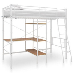 Berkfield Bunk Bed With Table Frame White Metal 90X200 Cm - thumbnail 1