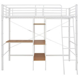 Berkfield Bunk Bed With Table Frame White Metal 90X200 Cm - thumbnail 3