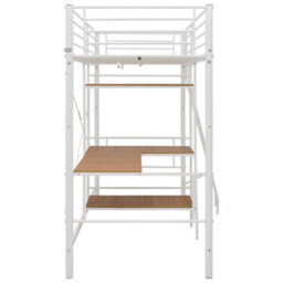Berkfield Bunk Bed With Table Frame White Metal 90X200 Cm - thumbnail 4