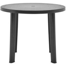 89Cm Outdoor Patio Round Black Anthracite Plastic Garden Dining Table Furniture - thumbnail 3