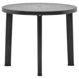 89Cm Outdoor Patio Round Black Anthracite Plastic Garden Dining Table Furniture - thumbnail 5