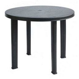 89Cm Outdoor Patio Round Black Anthracite Plastic Garden Dining Table Furniture