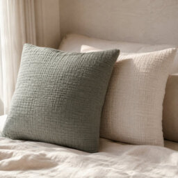 Where Saints Go Ltd Moss Green Muslin Cotton Square Pillowcases Pack Of 2 60 X 60Cm - thumbnail 3