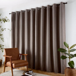 Curtina Plain Twill Woven Brown Blackout Eyelet Curtains - thumbnail 4