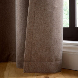 Curtina Plain Twill Woven Brown Blackout Eyelet Curtains - thumbnail 3