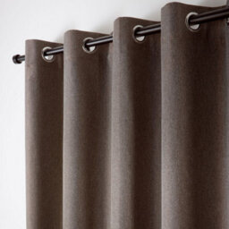 Curtina Plain Twill Woven Brown Blackout Eyelet Curtains - thumbnail 2