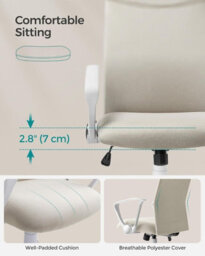 LEDREM Office Chair, Ergonomic Desk Chair, Swivel Chair, Upholstered Seat, Adjustable Height, Tilt Function, 120 Kg Load Capacity - thumbnail 5