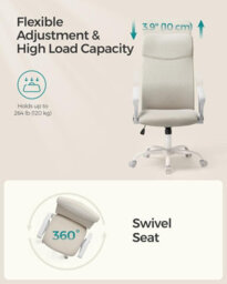 LEDREM Office Chair, Ergonomic Desk Chair, Swivel Chair, Upholstered Seat, Adjustable Height, Tilt Function, 120 Kg Load Capacity - thumbnail 6