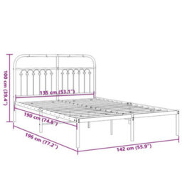 Berkfield Metal Bed Frame Without Mattress With Headboard White 135X190Cm - thumbnail 8
