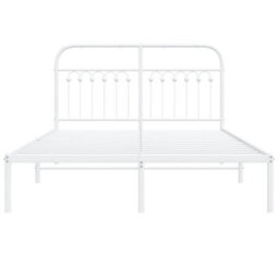 Berkfield Metal Bed Frame Without Mattress With Headboard White 135X190Cm - thumbnail 4