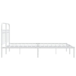 Berkfield Metal Bed Frame Without Mattress With Headboard White 135X190Cm - thumbnail 5
