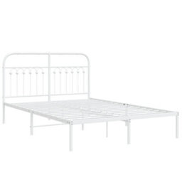 Berkfield Metal Bed Frame Without Mattress With Headboard White 135X190Cm - thumbnail 3