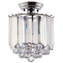 Flush Ceiling Mount Light Chrome & Acrylic 2X Lamp Bulb Classic Hanging Fitting - thumbnail 1