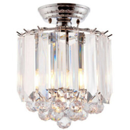 Flush Ceiling Mount Light Chrome & Acrylic 2X Lamp Bulb Classic Hanging Fitting - thumbnail 3
