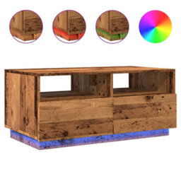 Berkfield Coffee Table With Led Lights Old Wood 90X49X40 Cm - thumbnail 2