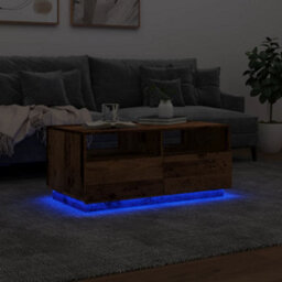 Berkfield Coffee Table With Led Lights Old Wood 90X49X40 Cm - thumbnail 5