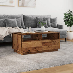 Berkfield Coffee Table With Led Lights Old Wood 90X49X40 Cm - thumbnail 4