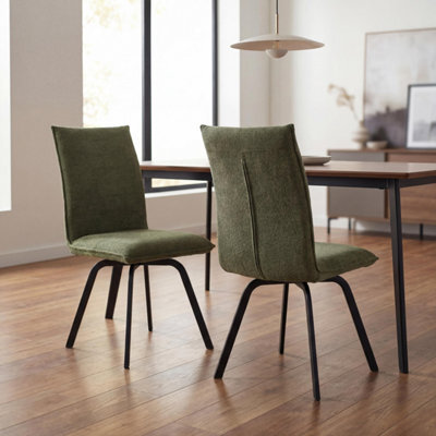 Hadley Green Chenille Dining Chair - Black Metal Legs - image 1
