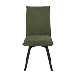 Hadley Green Chenille Dining Chair - Black Metal Legs - thumbnail 3