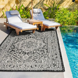 Homeart Outdoor Indoor Rug, Easy Clean, Uv Weather Resistant Rug For Patio, Gardenmedallion Black, Cream,160X230Cm - thumbnail 2