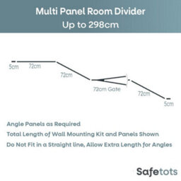 Safetots Premium Extra Tall Room Divider, Up To 298Cm Wide, Black, 105Cm Tall, Multi Panel Barrier For Baby And Toddler - thumbnail 3