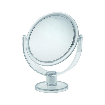 Blue Canyon Free Standing Medium Round 2-Sided Plastic Cosmetic Mirror Clear Finish For Dressing Table Or Bathroom Use