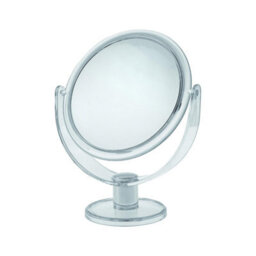 Blue Canyon Free Standing Medium Round 2-Sided Plastic Cosmetic Mirror Clear Finish For Dressing Table Or Bathroom Use