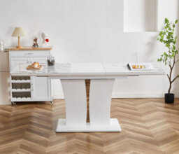 Furnizone UK Mozart 6-Seater White Marble Effect Glass Extending Dining Table - thumbnail 3
