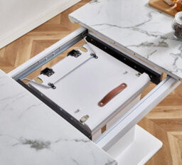 Furnizone UK Mozart 6-Seater White Marble Effect Glass Extending Dining Table - thumbnail 5