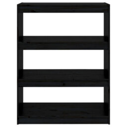 Berkfield Book Cabinet/room Divider Black 80X30X103.5 Cm Solid Wood Pine - thumbnail 5