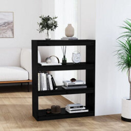 Berkfield Book Cabinet/room Divider Black 80X30X103.5 Cm Solid Wood Pine