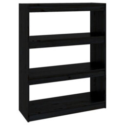 Berkfield Book Cabinet/room Divider Black 80X30X103.5 Cm Solid Wood Pine - thumbnail 2